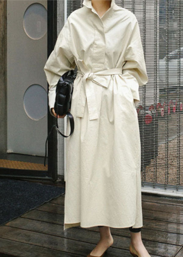 Apricot Loose Cotton Dress Cinched Spring