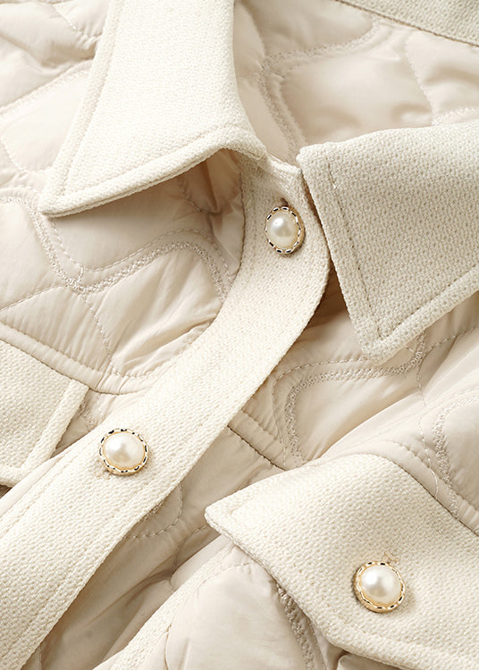 Apricot Peter Pan Collar Button Cotton Filled Coat Long Sleeve