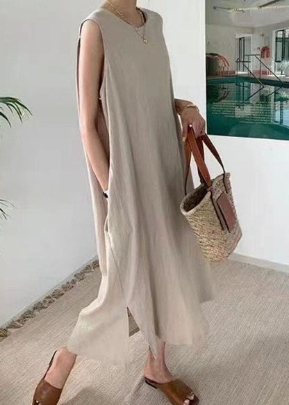 Apricot Pockets Side Open Dress Sleeveless