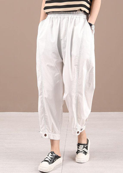 Black Elastic Waist Pockets Harem Pants