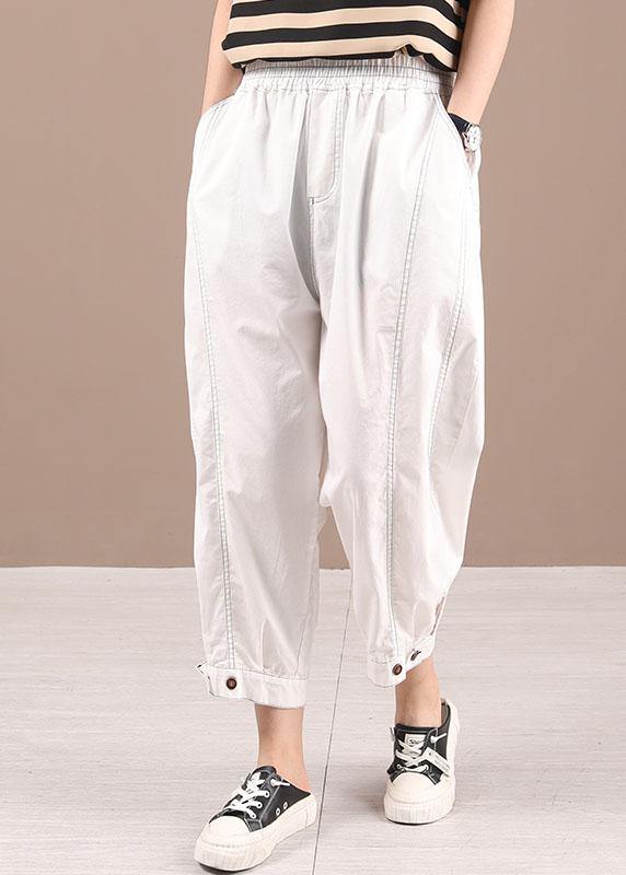 Black Elastic Waist Pockets Harem Pants