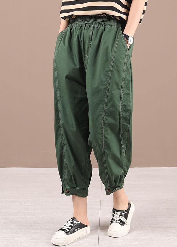 Black Elastic Waist Pockets Harem Pants
