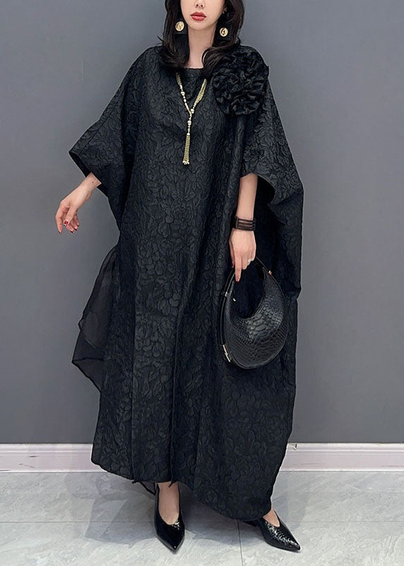 Black Tulle Patchwork Cotton Long Dresses Summer