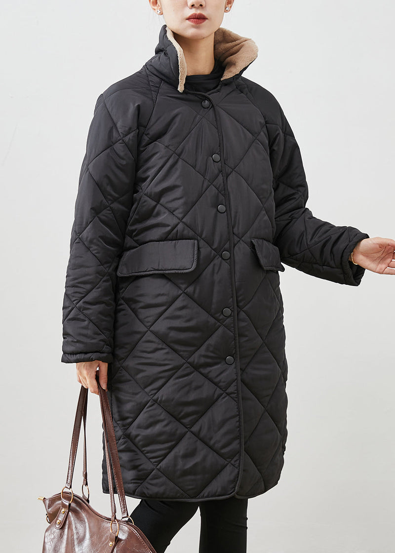 Black Fur Collar Pockets Thick Duck Down Jackets Winter