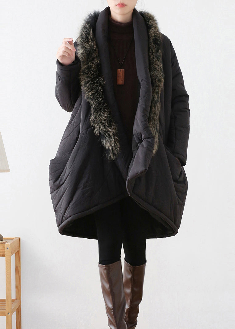 Black Fur Collar Warm Thick Parka Winter