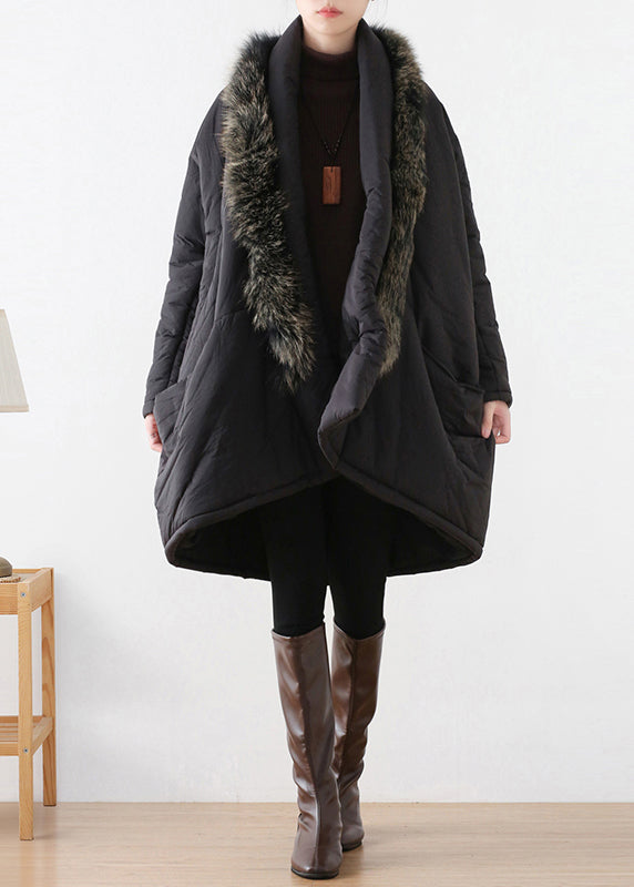 Black Fur Collar Warm Thick Parka Winter