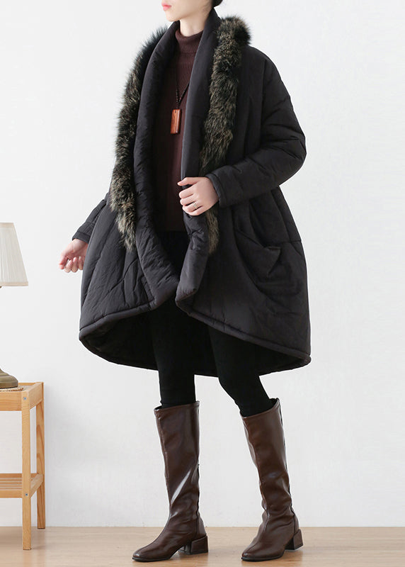 Black Fur Collar Warm Thick Parka Winter