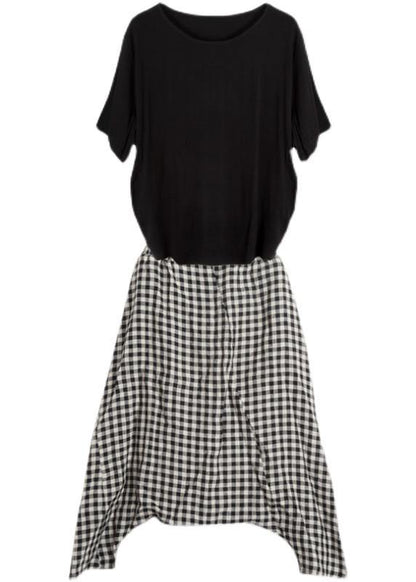 Black Grey Plaid Harem Summer Pants