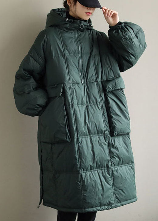 Black Hooded Fine Cotton Filled Winter Coat