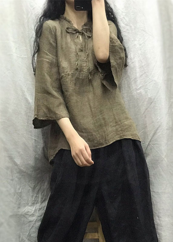 Black Plaid Patchwork Top Spring