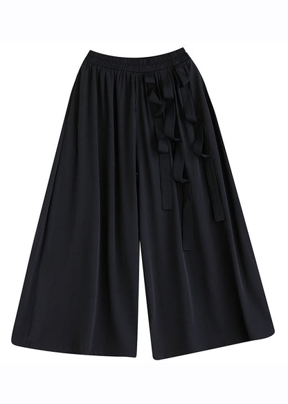 Black Pockets Elastic Waist Crop Pants Skirt