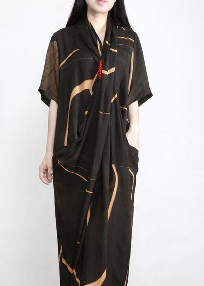 Black Print Tencel Asymmetric Dress