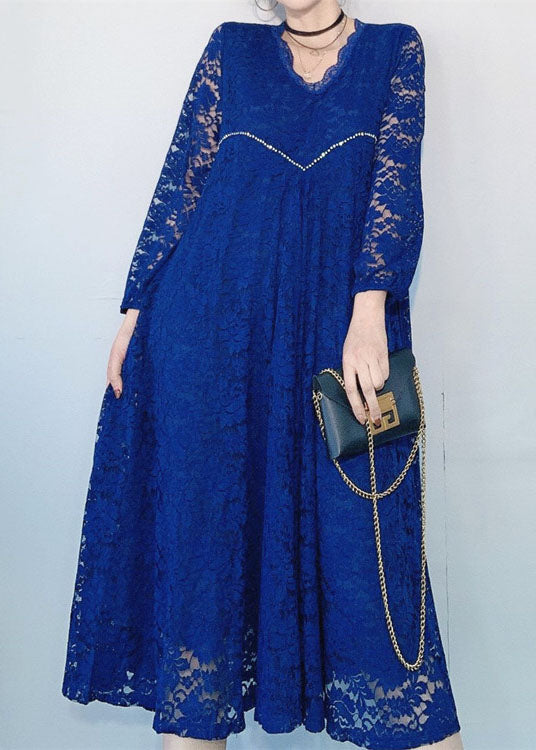 Black V Neck Hollow Out Lace Dresses Spring