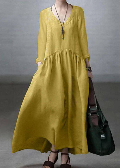 Black V Neck Long Dresses Fall