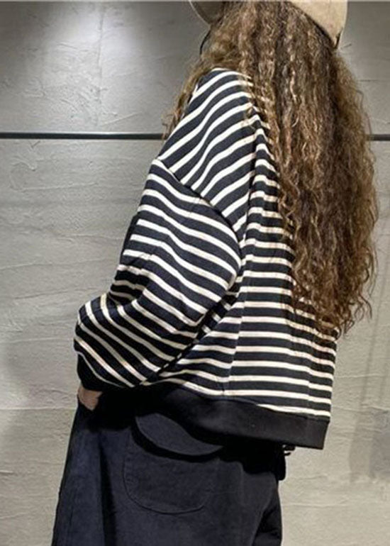 Black Button Stand Collar Pockets Coats Long Sleeve