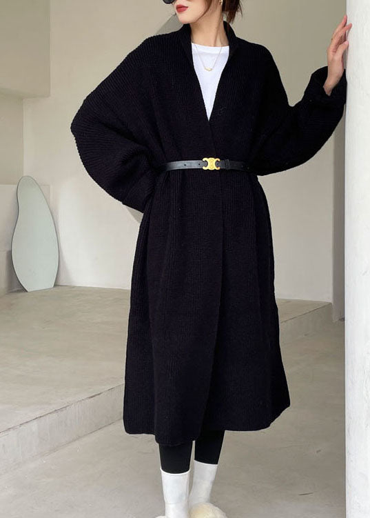 Black Knit Loose Coat Winter