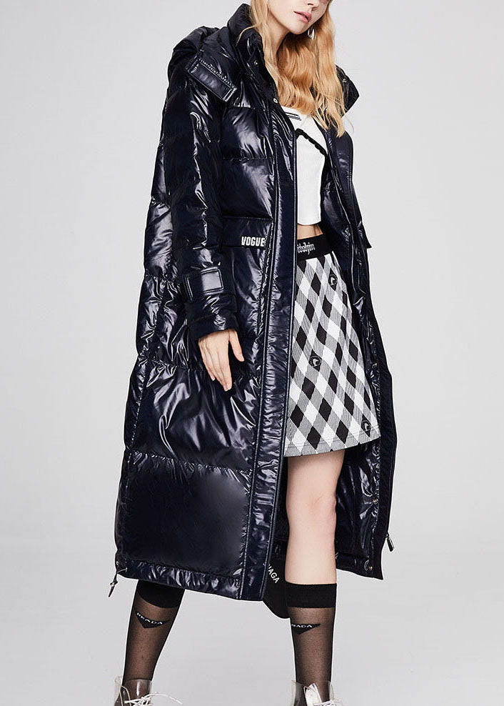 Black Hooded Stand Collar Winter Duck Down Winter Coats
