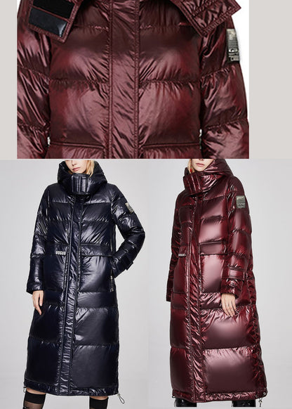 Black Hooded Stand Collar Winter Duck Down Winter Coats