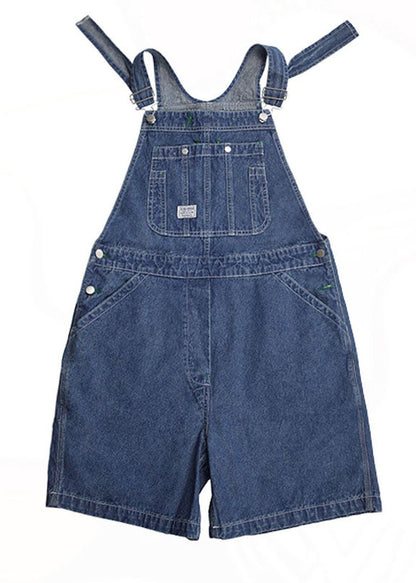 Blue Original Design Cotton Denim Jumpsuit Shorts Summer