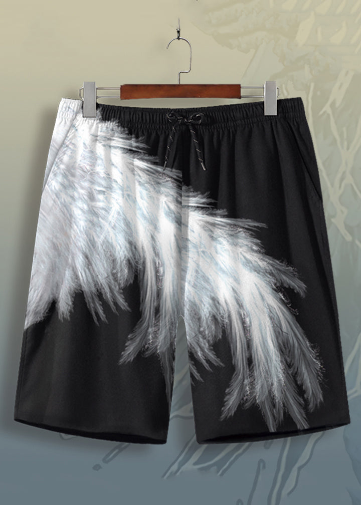 Blue Print Lace Up Elastic Waist Shorts Summer