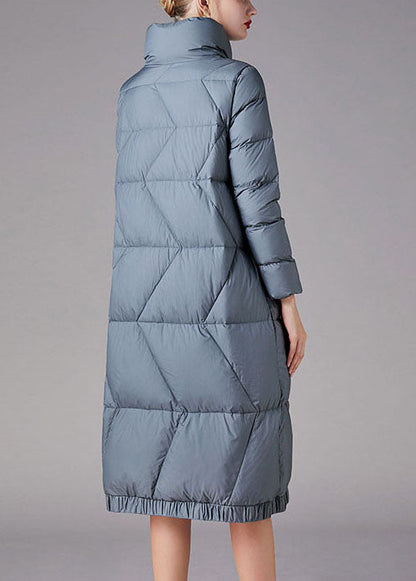 Blue Zippered Pockets Winter Duck Down Coats