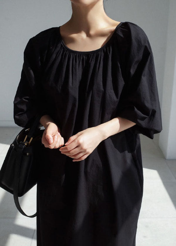 Black Cinched Cotton Dress Spring