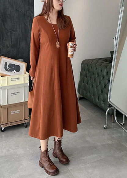 Brown Warm Velour Dresses Winter