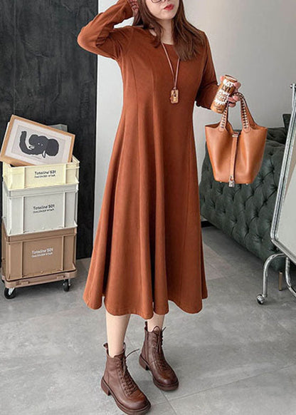 Brown Warm Velour Dresses Winter