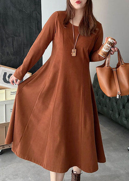 Brown Warm Velour Dresses Winter