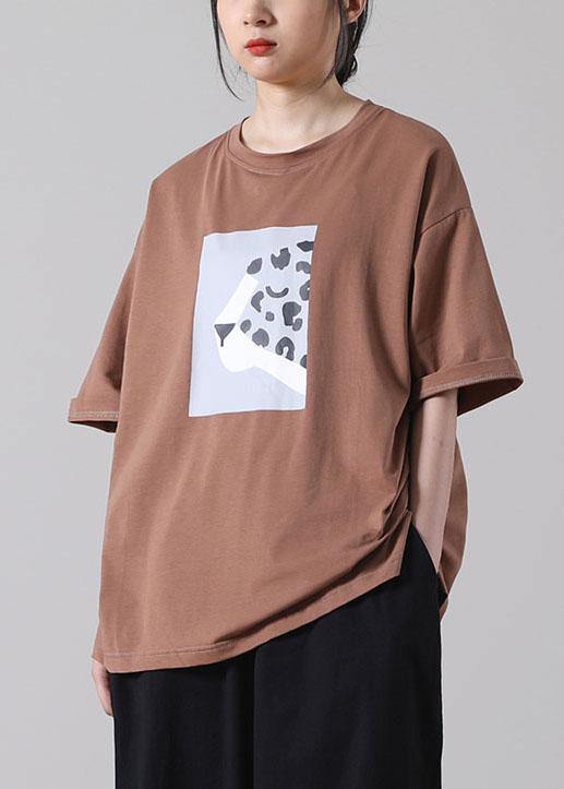 Chocolate Print Cotton Short Sleeve Summer Shirt Tops