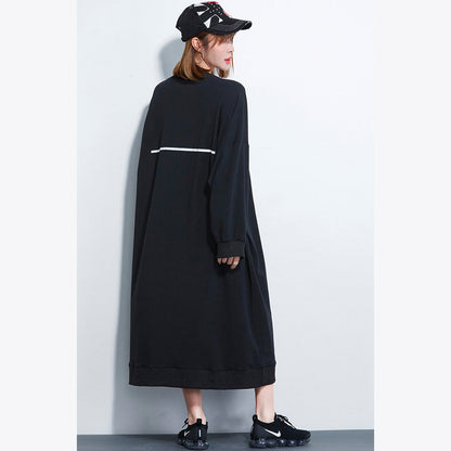 Clothing Girl Letter Print Dress Loose Black Dresses