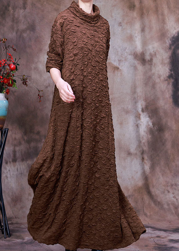 Chocolate Asymmetrical Long Dress Spring