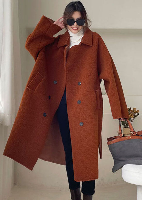 Chocolate Button Faux Fur Cinched Winter Coat