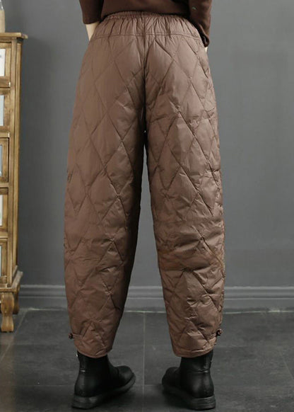 Coffee Pockets Fine Cotton Filled Crop Pants Winter