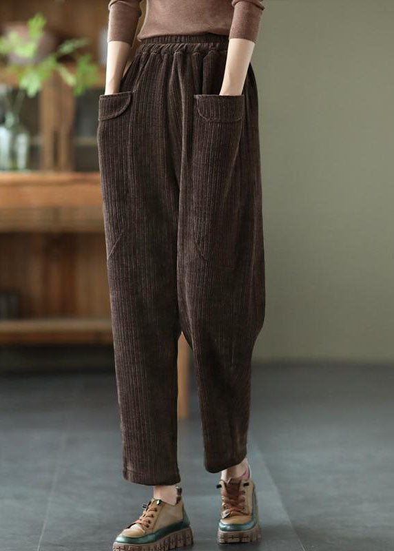 Chocolate Pockets Warm Thick Fleece Pants Winter