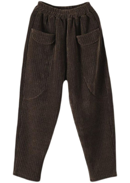 Chocolate Pockets Warm Thick Fleece Pants Winter