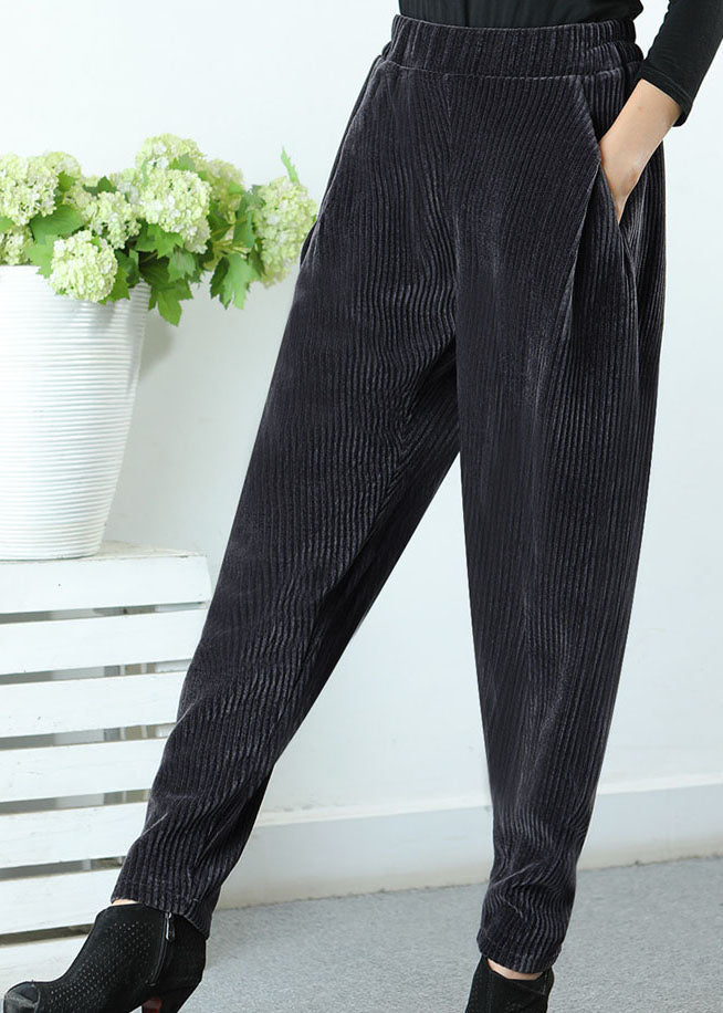 Chocolate Asymmetrical Design Pockets Thick Harem Winter Pants