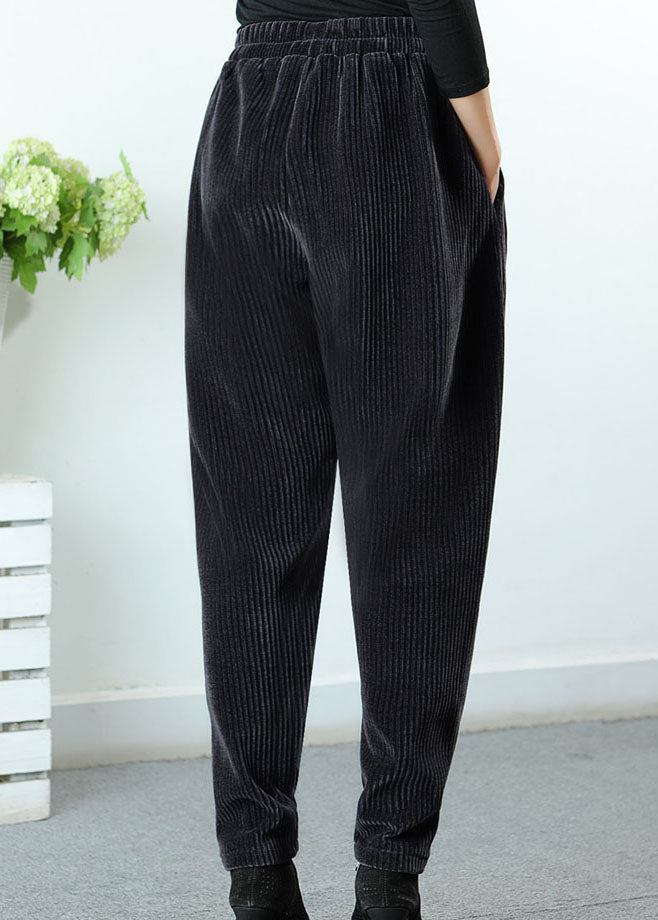 Chocolate Asymmetrical Design Pockets Thick Harem Winter Pants