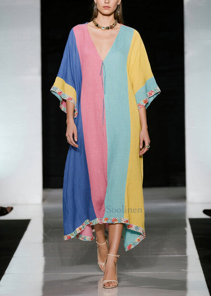 Colorblock Oversized Cotton Maxi Dress Summer