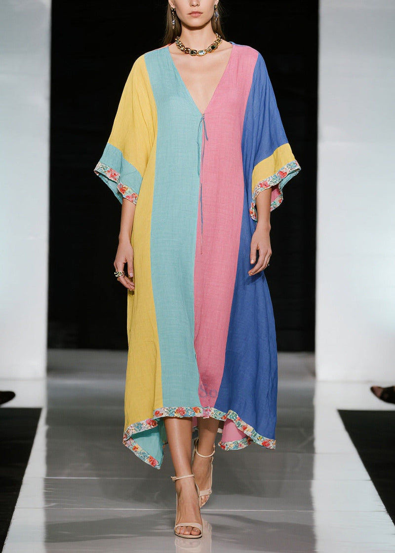 Colorblock Oversized Cotton Maxi Dress Summer