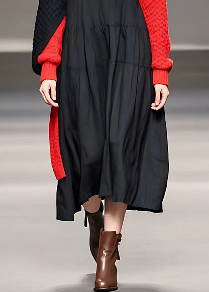 Colorblock Patchwork Maxi Dresses Fall