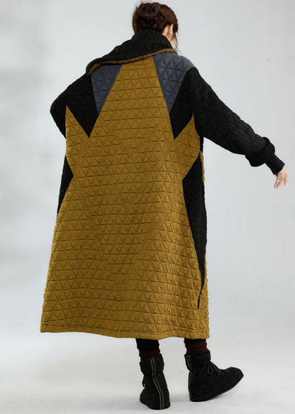 Colorblock Stand Collar Oversized Patchwork Fine Cotton Filled Jackets Winter