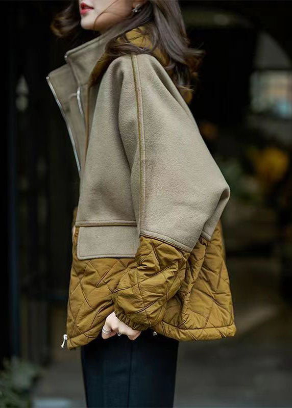Colorblock Zip Up Patchwork Cotton Hooded Jacket Fall