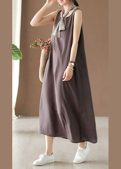 Dark Chocolate Cotton Vacation Spaghetti Strap Dresses Summer