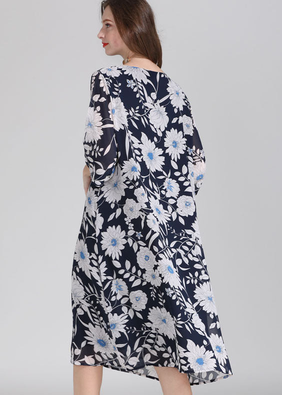 O Neck Patchwork Chiffon Dress Summer
