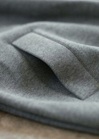 French Grey Zip Up Loose Jacket Spring