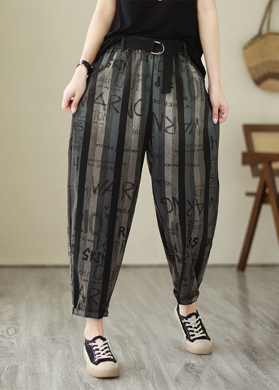 Graphic Print Elastic Waist Crop Pants Summer