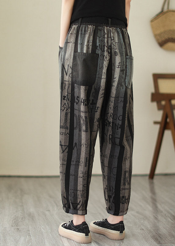 Graphic Print Elastic Waist Crop Pants Summer