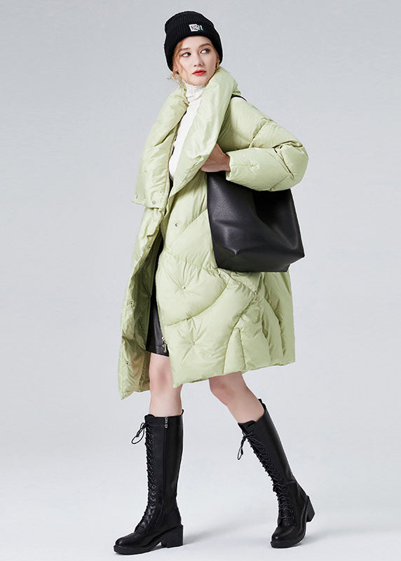 Green Stand Collar Warm Duck Down Down Coat Winter