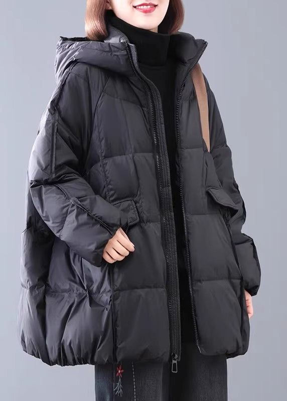 Green Zippered Pockets Plaid Thick Hooded Parka Winter